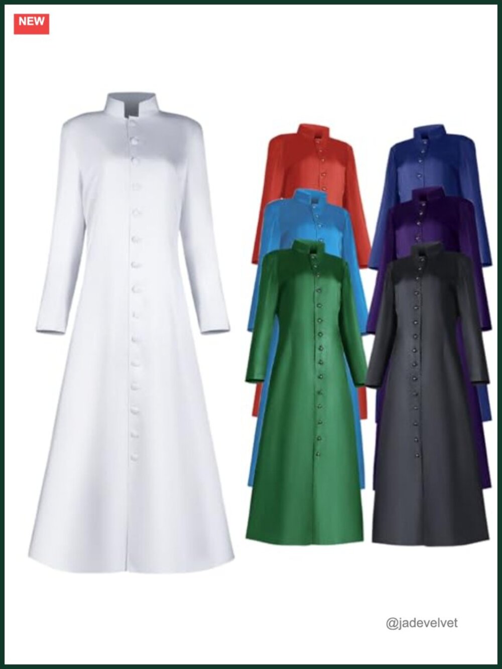 Unisex Clergy Robe Stand Collar Button Front Long Sleeve Church Costume Maxi